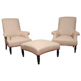 A Napoleon III Duchesse Brisee with Beige Linen Upholstery