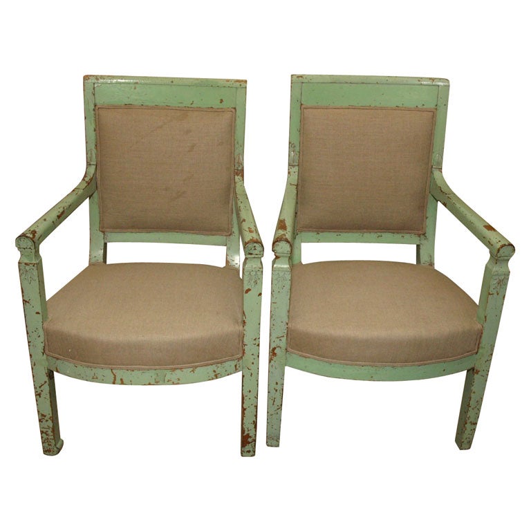 Pair of Painted Fauteuils