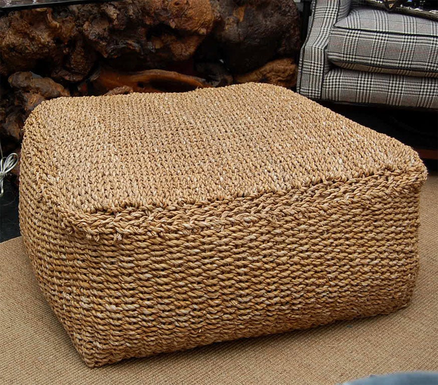 Ottoman upholstered is seagrass at 1stdibs