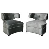 EXUQISITE PAIR OF HOLLYWOOD REGENCY SLIPPER CHAIRS