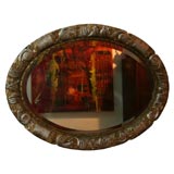 French Gilt Wood and Silver Leaf Carved Wooden Mirror