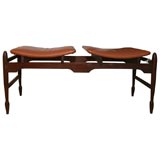 Italian Rosewood and Leather Bench