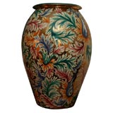 Large Italian Mid-Century Ceramic Gilded Vase by Deruta
