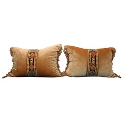 Pair of Overscaled Handmade Crushed Velvet Pillows