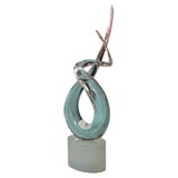 Modernist Signed Glass Sculpture by R. Austin