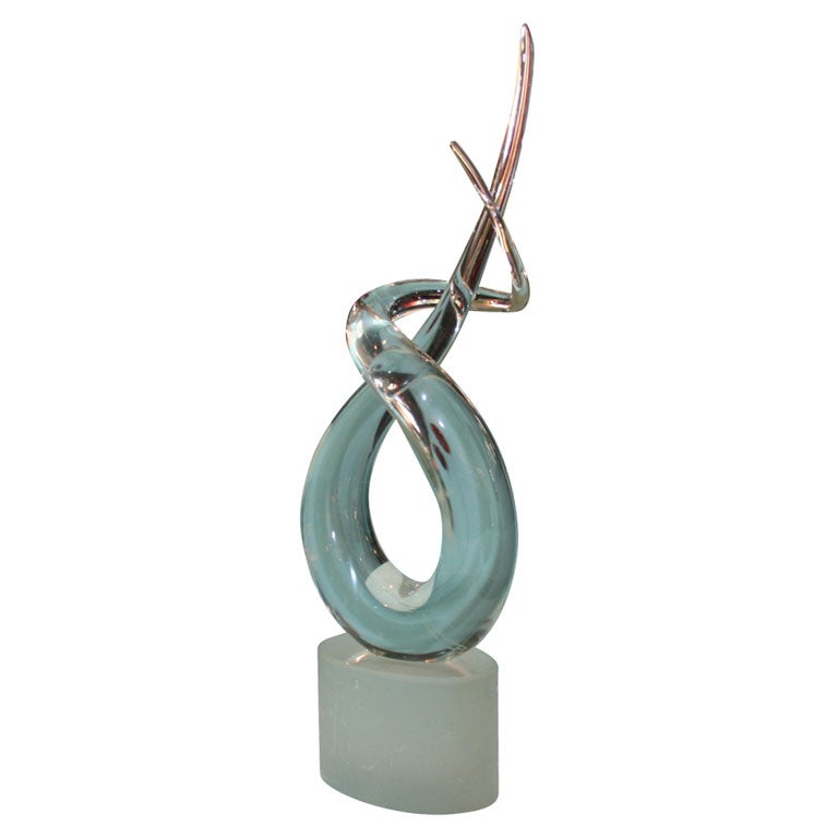 Modernist Signed Glass Sculpture by R. Austin