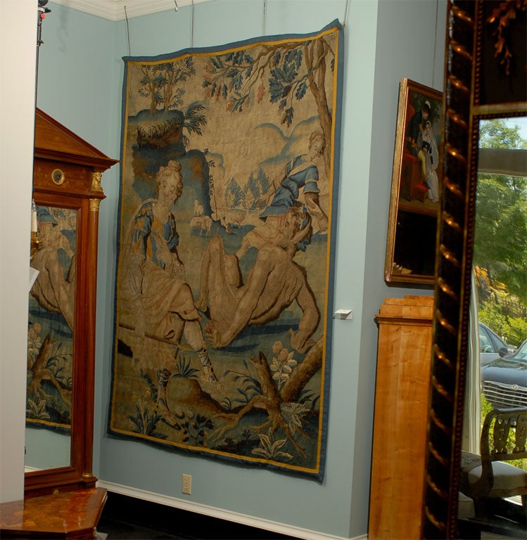 17th Century Flemish Tapestry- Apollo and Pan