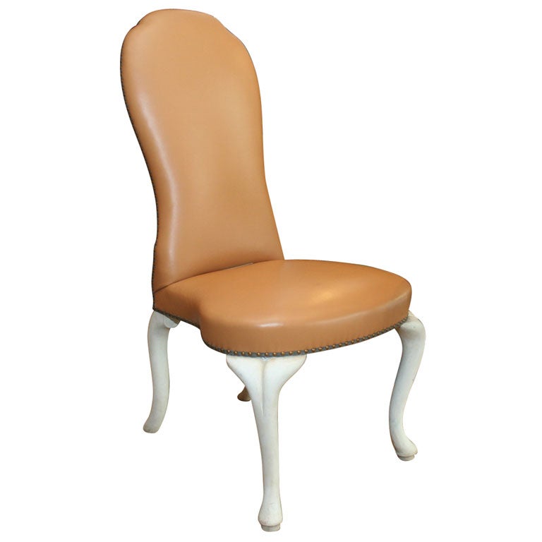 Set of 4 Queen Anne Painted and Upholstered Back Side Chairs at 1stdibs