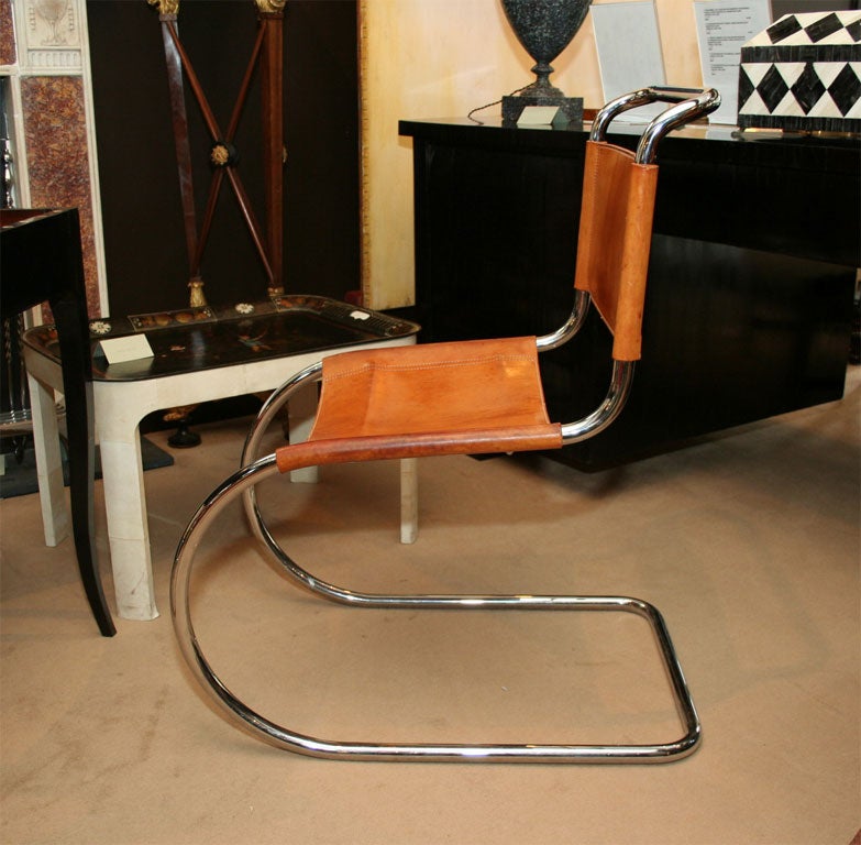 20th Century Set of 8 MR10 Chrome and Leather Chairs by Mies van der Rohe