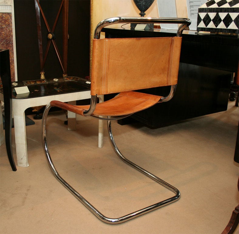 Set of 8 MR10 Chrome and Leather Chairs by Mies van der Rohe 1