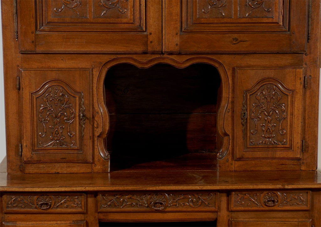 Late 18th Century French Carved Walnut Bookcase Secretaire from the Rhône Valley 2