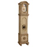 Antique 18th Century Swedish Case Clock with Carved Cherubs on Door