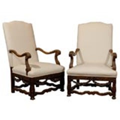 19th Century Pair of French Walnut Armchairs 9