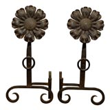 FLOWER FINIAL IRON ANDIRONS