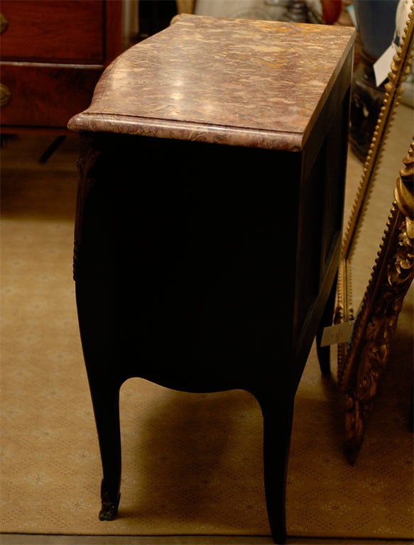 20th Century French Louis XVI Style Transitional Marble-Top Ebonized Commode 2