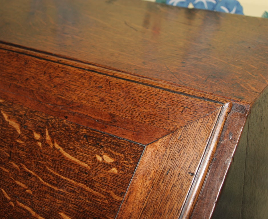 18th Century George II Period Oak Slant Front Desk with Walnut Inlays. English, circa 1740 For Sale