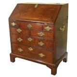 George II Period Oak Slant Front Desk with Walnut Inlays. English, circa 1740