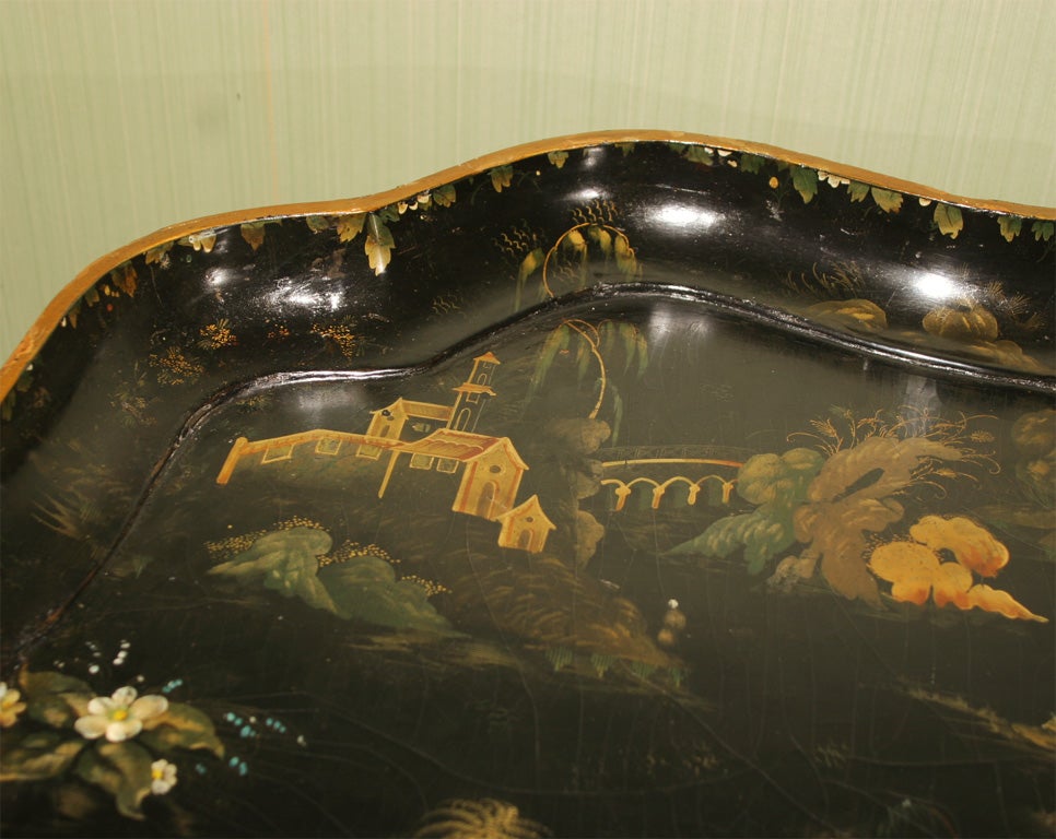 Fine Regency Papier Mache Chinoiserie Tray by Henry Clay, London, circa 1807 In Good Condition For Sale In New York, NY
