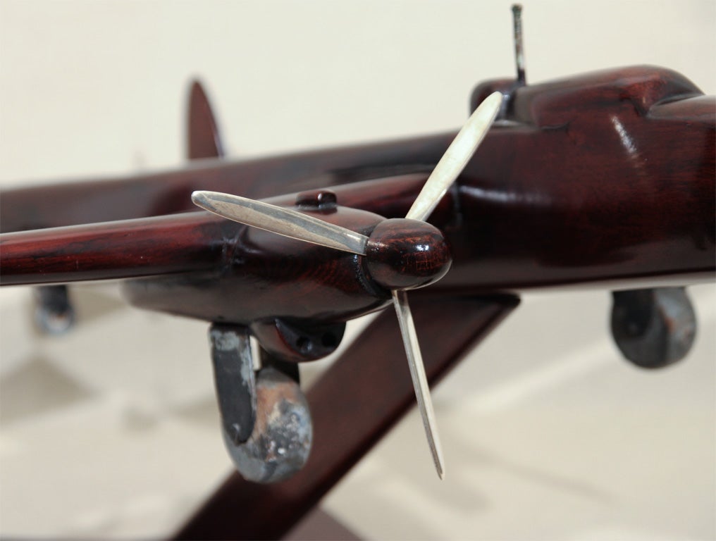 Art Moderne Mahogany Model of WWII Spy Plane, England, c. 1950