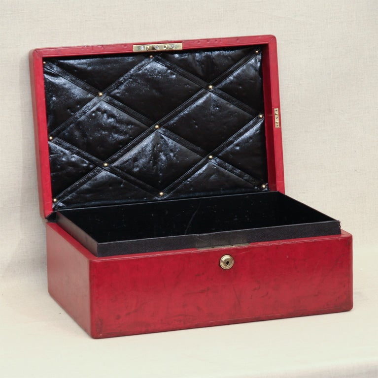 20th Century Red Leather Ministerial Document Box, Signed, England, c. 1900