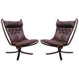 Pair Leather "Falcon" Chairs by Sigurd Ressel, Denmark, c. 1970s