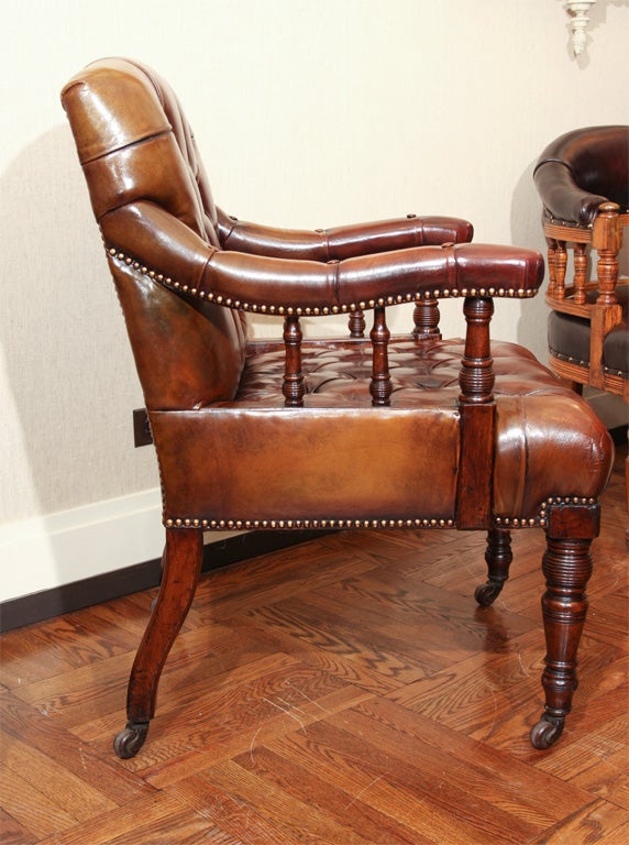 Gentleman's Tufted Leather Arm Chair, England, c. 1875
