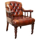 Gentleman's Tufted Leather Arm Chair, England, c. 1875