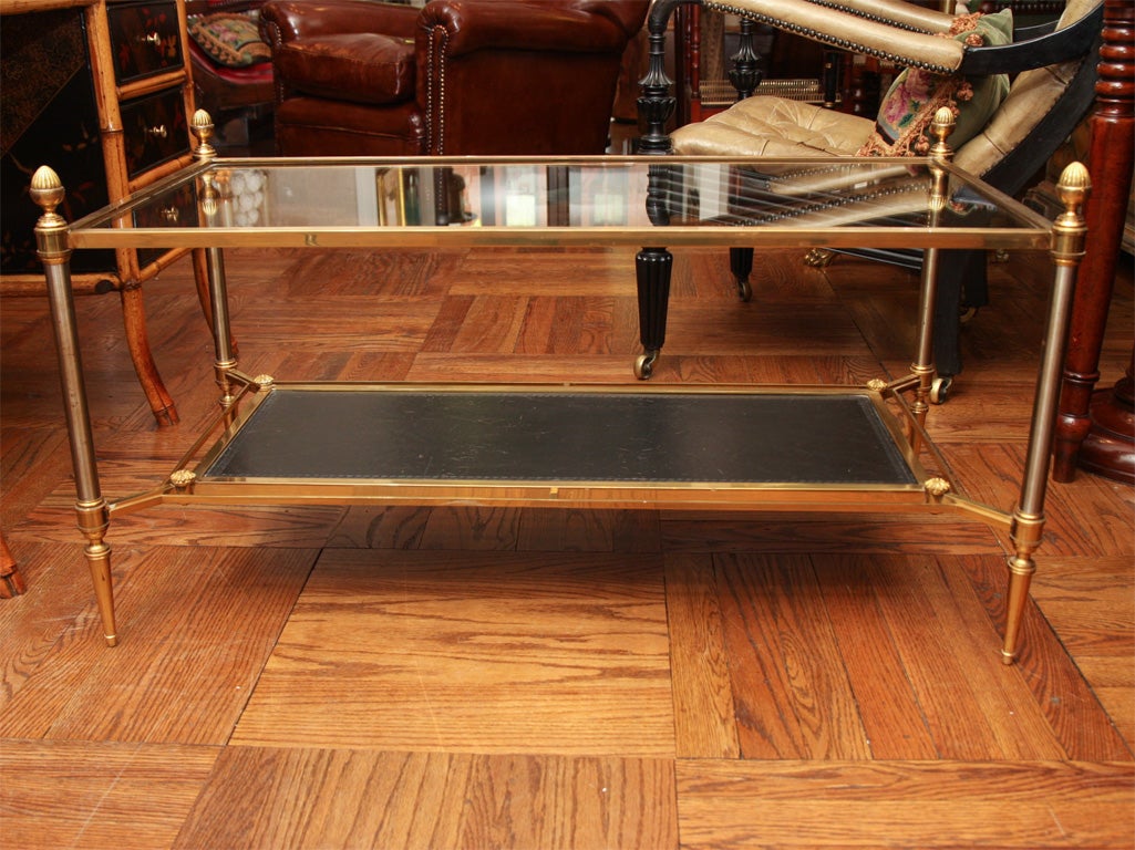 Gilt Bronze and Glass Two-Tier Coffee Table, France, c. 1950's