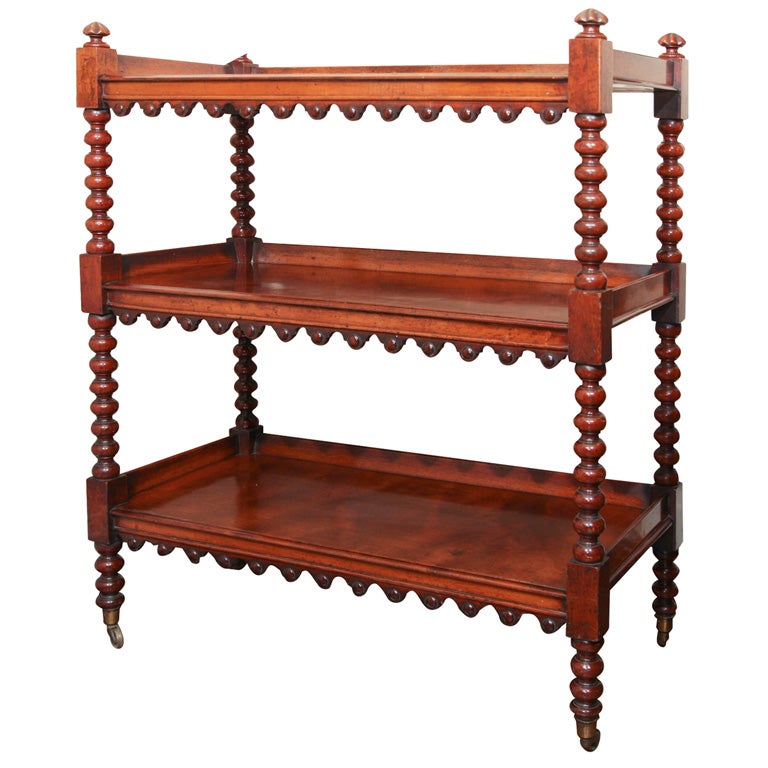 Mahogany Bobbin Turned 3 Tier Trolley, England, 19th century