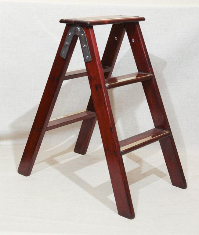 Edwardian Folding Library Ladder, England, Early 20th c.