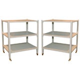 A Pair of Antique White Painted Three Tier Etegere Tables