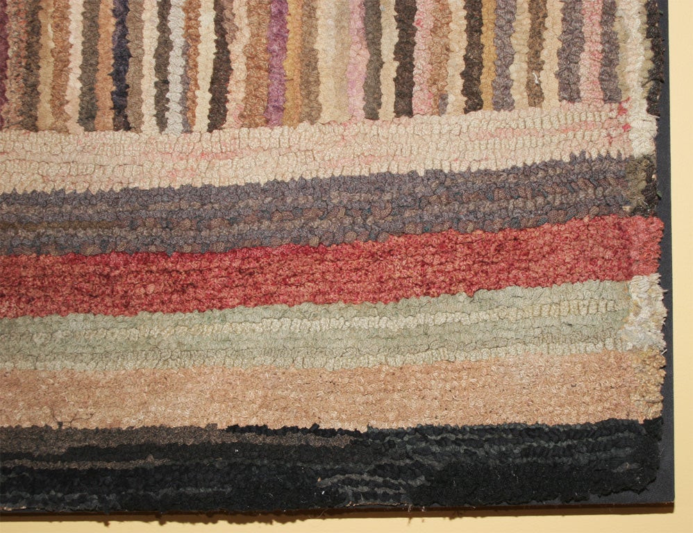American Geometric Hooked Rug For Sale