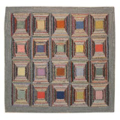 Antique Hooked Rug: Geometric 7