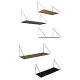 Group of Five Perforated Metal Shelves
