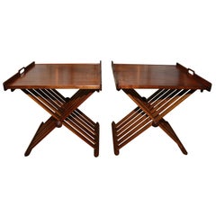 Pair of Campaign Folding Tables by Stewart MacDougall & Kipp Stewart for Drexel