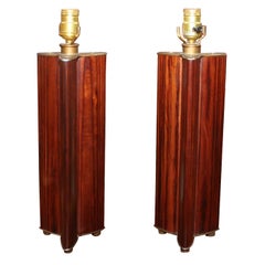 American Vesica Piscis Triquetra Form Rosewood Column Table Lamps