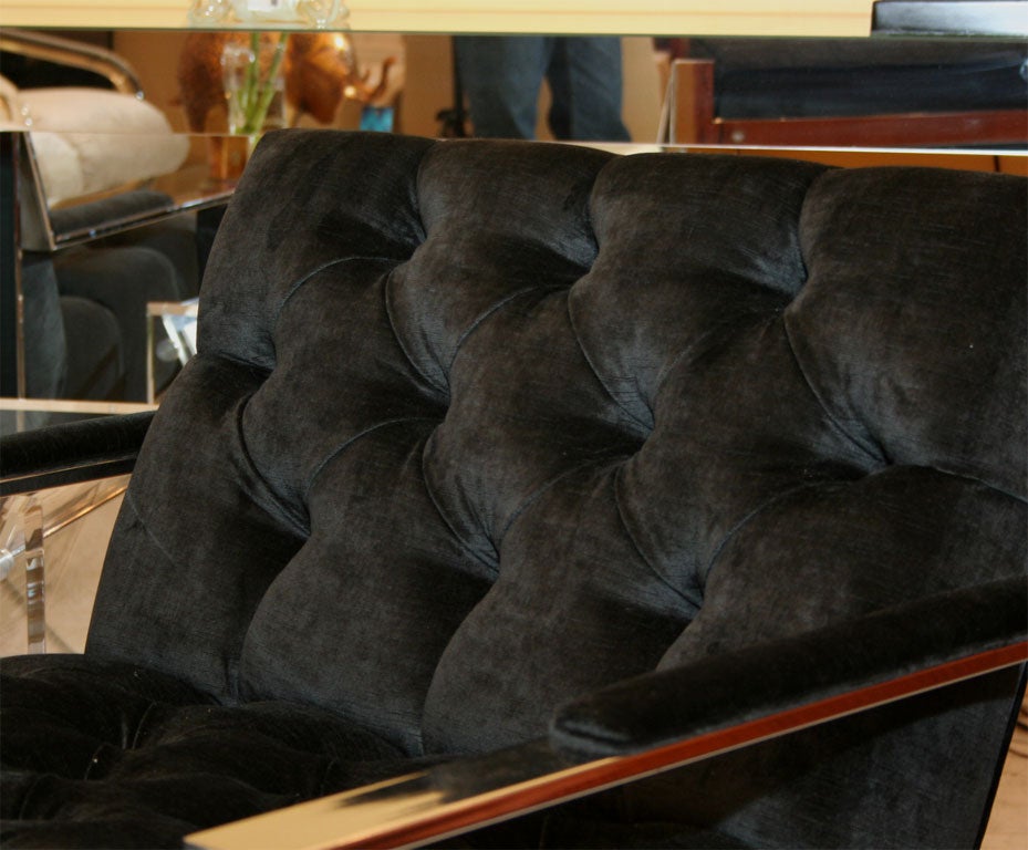 Pair of Custom Tufted Lounge Chairs by Cy Mann In Good Condition For Sale In New York, NY