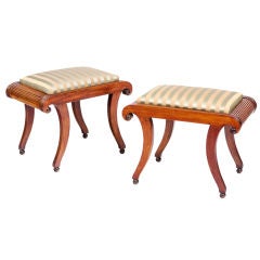 Set of Four English Regency Upholstered Mahogany Stools 2