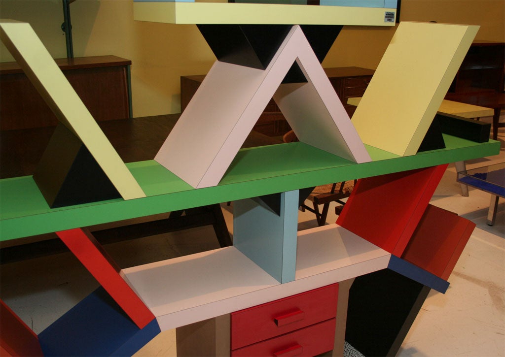 American Memphis W. Carlton; bookcase room divider by Ettore Sottsass