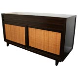 Dark Mahogany Credenza with Sliding  Raffia Doors