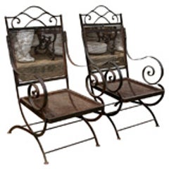 Pair of 19th C. French Metal Throne Style Arm Chairs 10