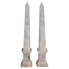 Pair of Monumental Rock Crystal Obelisks