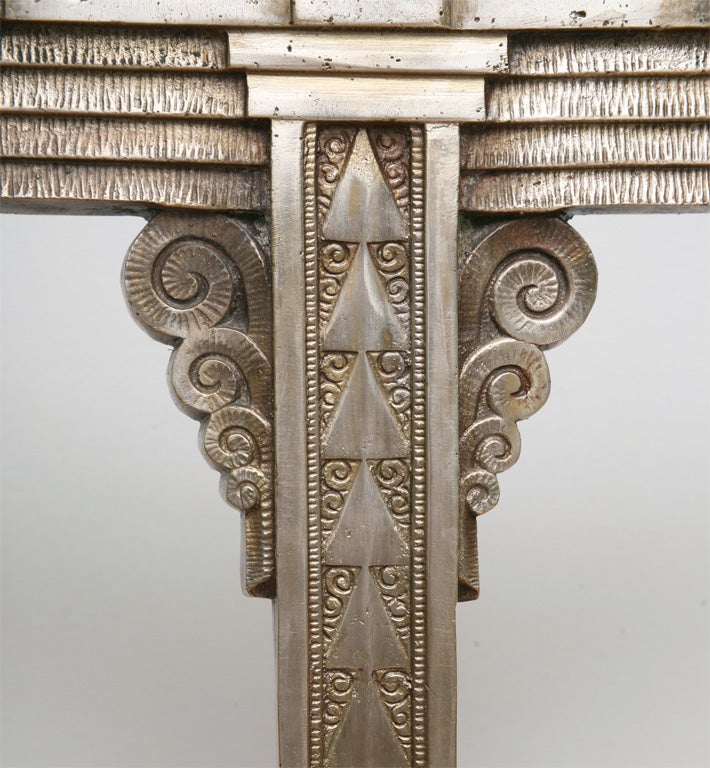 Mid-20th Century Pair of Art Deco Silvered Bronze Five-Light Candelabra