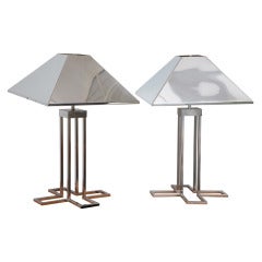 A Rare Pair of Curtis Jere Polished Chrome  Lamps