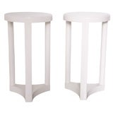 Pair White Lacquered Pedestals by Edward Wormley