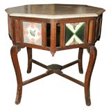 Vintage Octogonal Table with Tiles and Marble Top
