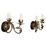 Pair Ornate Leaf Sconces