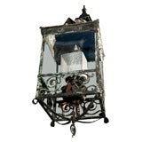 Antique Large Early Kerosene Lantern with Vaseline Glass