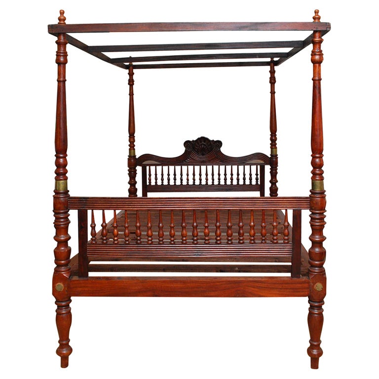 Early 19th Century British Colonial Teak Four Poster Bed