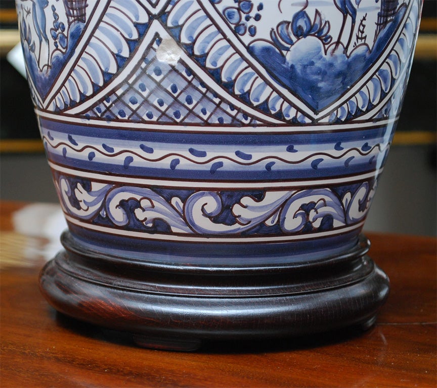 Pottery Pair of Portugese Sintra Vase Lamps